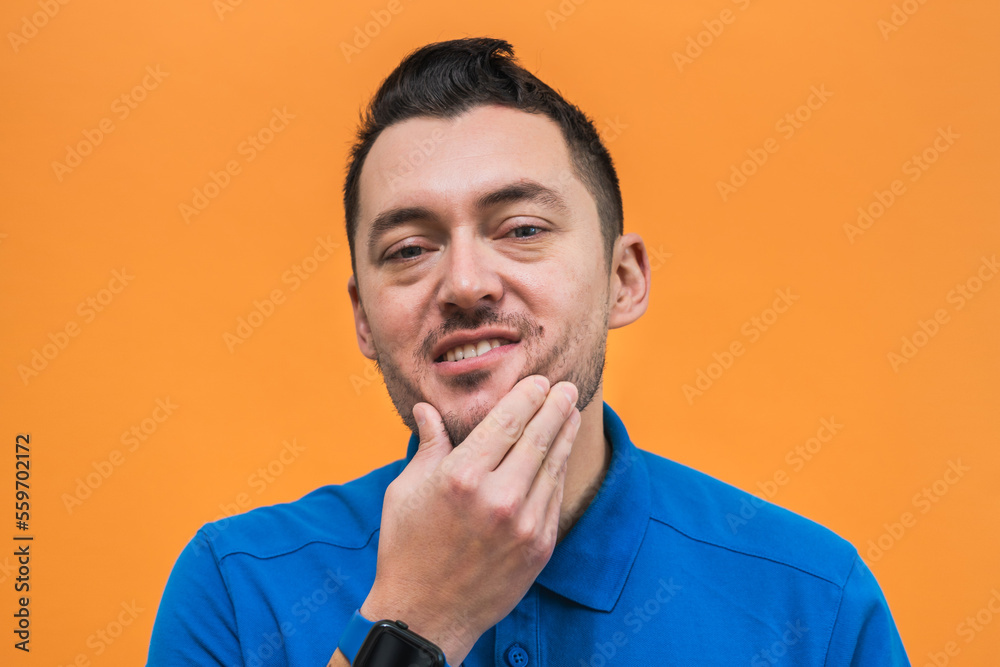 Portrait of the handsome guy. Man's emotions. Mock up copy space Portrait of the handsome guy. Man's emotions. Mock up copy space
