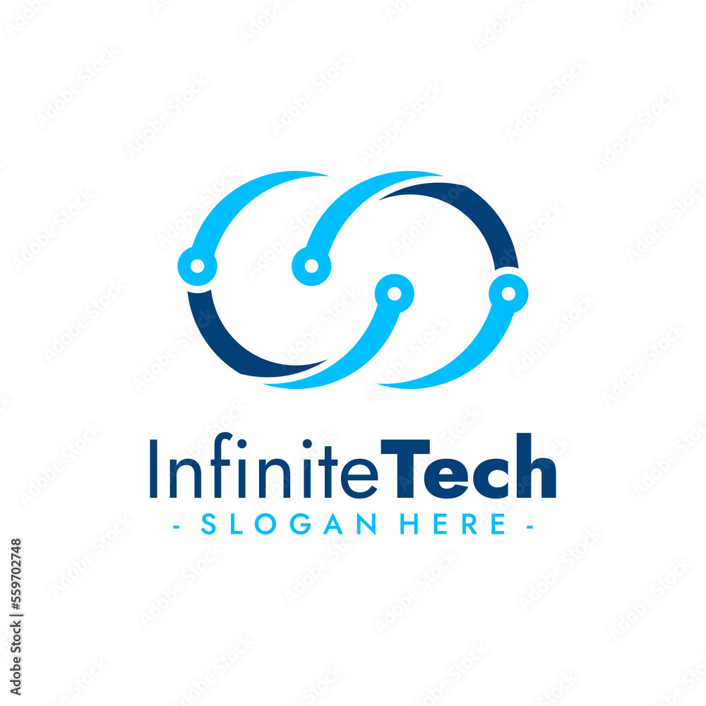 Obraz premium Infinity Technology Logo. Digital network and science design. Vector Illustration