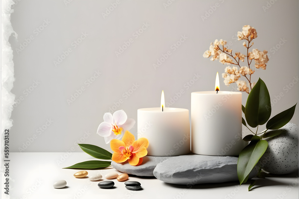 spa still life with candles and orchid