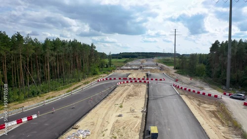 Building site of S7 road in Poland, part of European route E77 in Ruda village near Tarczyn, Poland photo