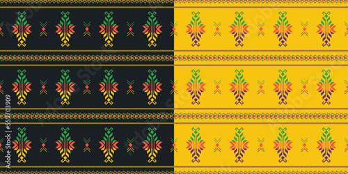 Set of Mexican seamless patterns. Cambaya fabric. Latin American colorful textiles. Fiesta decoration.