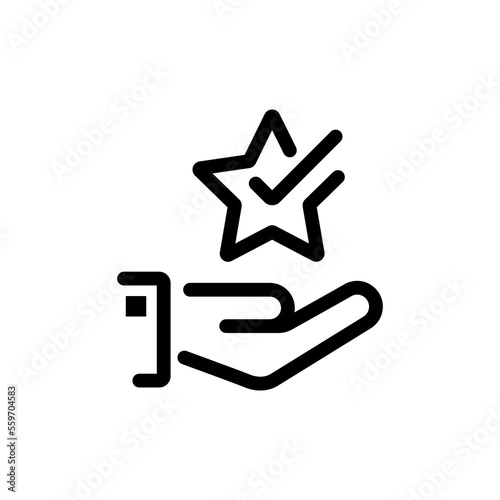 Best estimate icon. Black line icon. Appraisal quality. Rating and mark. Vector illustration flat design. Isolated on white background.
