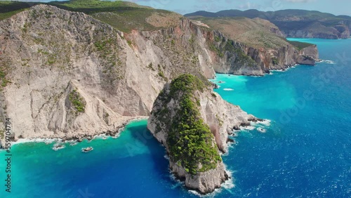 Aerial view of Plakaki Rocks on Zakynthos Island, Ionian sea, Greece. photo