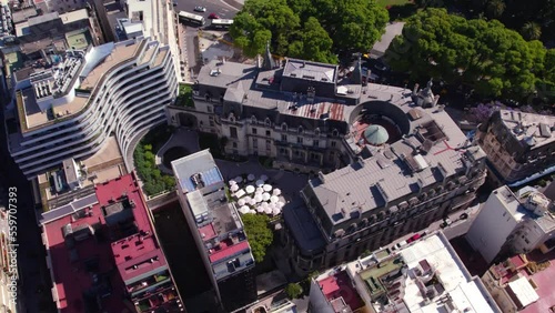 4K aerial top view of Palacio Paz in Retiro, Buenos Aires. Neoclassic architecture from above photo