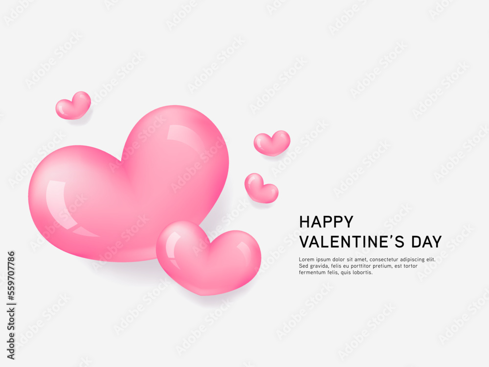 3d cartoon colorful heart shape collection, isolated on light pink background. Suitable for Valentine's Day and Mother's Day decoration.