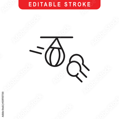 SandBag Outline Icon. Punch, Boxing Line Art Logo. Vector Illustration. Isolated on White Background. Editable Stroke