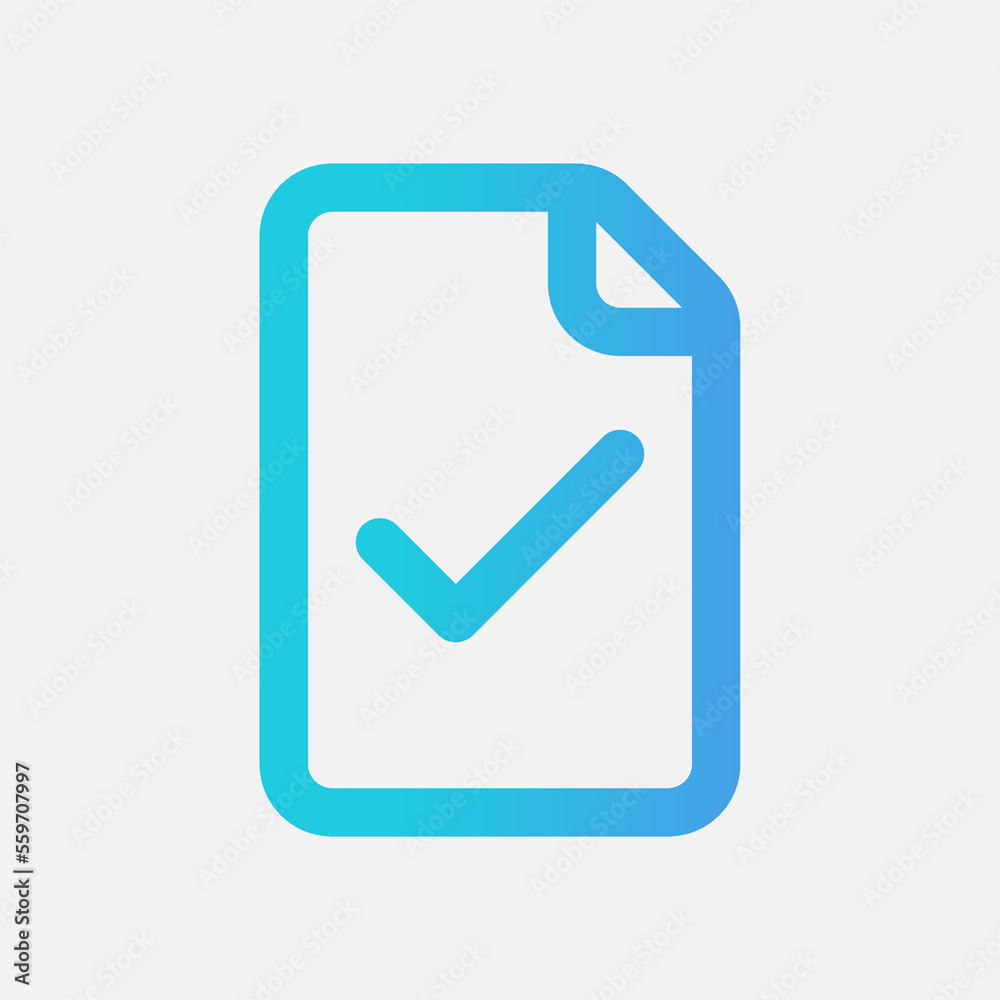 Completed file icon in gradient style, use for website mobile app presentation Completed file icon in gradient style, use for website mobile app presentation