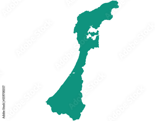 石川県　地図　緑　イラスト