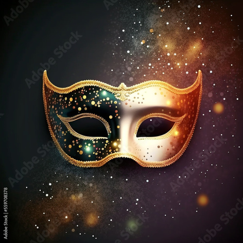 Brazil carnival mask on black background, Generative AI  © Tahsin
