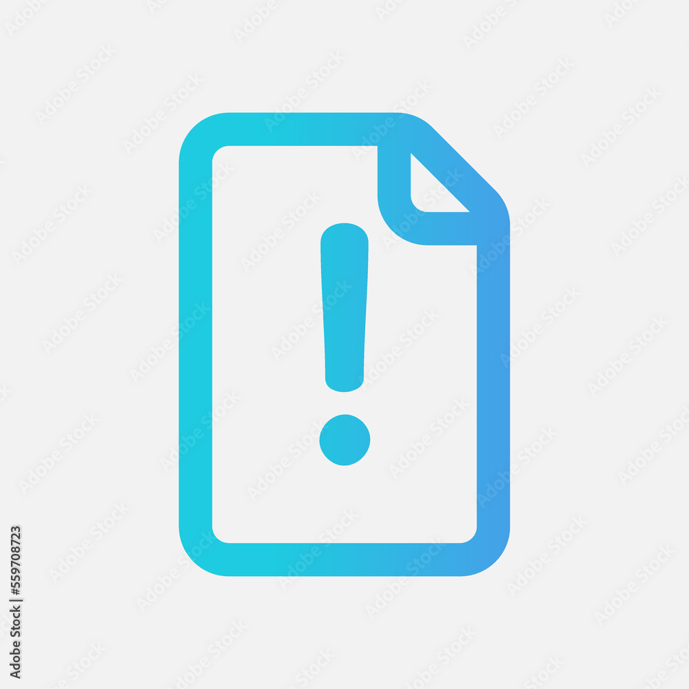 Warning file icon in gradient style, use for website mobile app presentation Warning file icon in gradient style, use for website mobile app presentation