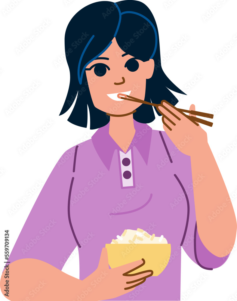 rice eating vector. food asian, dinner healthy, diet cuisine, meal nutrition, grain organic ingredient rice eating character. people flat cartoon illustration rice eating vector. food asian, dinner healthy, diet cuisine, meal nutrition, grain organic ingredient rice eating character. people flat cartoon illustration