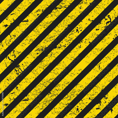 Grunge yellow and black stripes, warning industrial background, vector danger caution pattern. Safety and road construction or hazard warning background with yellow black stripes for attention banner