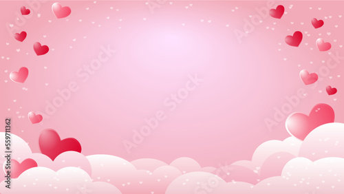pink background with hearts, valentine's day, snowing hearts
