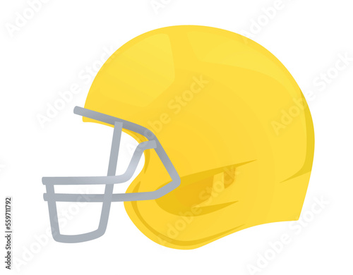Yellow American football helmet, vector