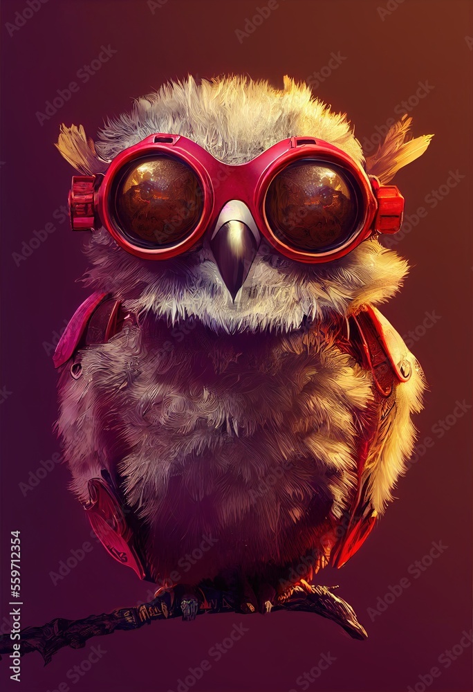 Portrait of a funny  Pirate Owl . Generative AI