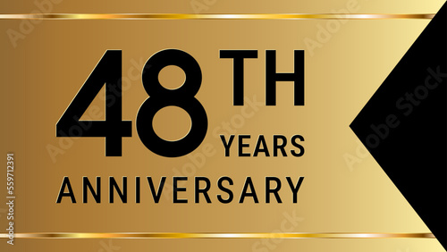 48th Anniversary. Anniversary template design with golden text and ribbon for birthday celebration event. Vector Template Illustration photo