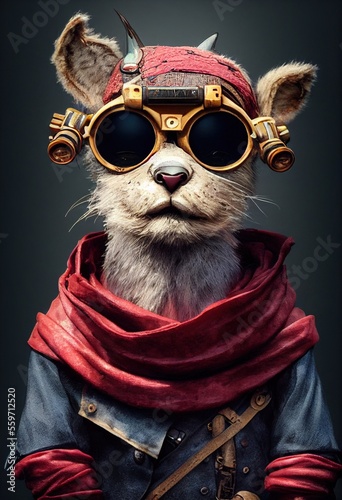 Portrait of a funny  Pirate Puma. Generative AI