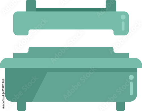 Bottle press machine icon flat vector. Medicine factory. Action research isolated