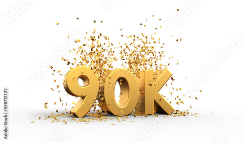 60K thank you illustration with golden text and confettis - transparent background photo