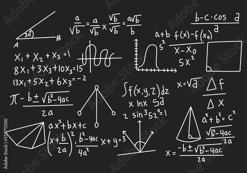 Vector realistic math chalkboard background illustration