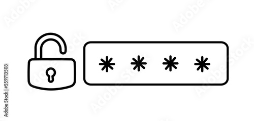 Password account authentication. Cyber security. Vector line. Editable outline stroke.