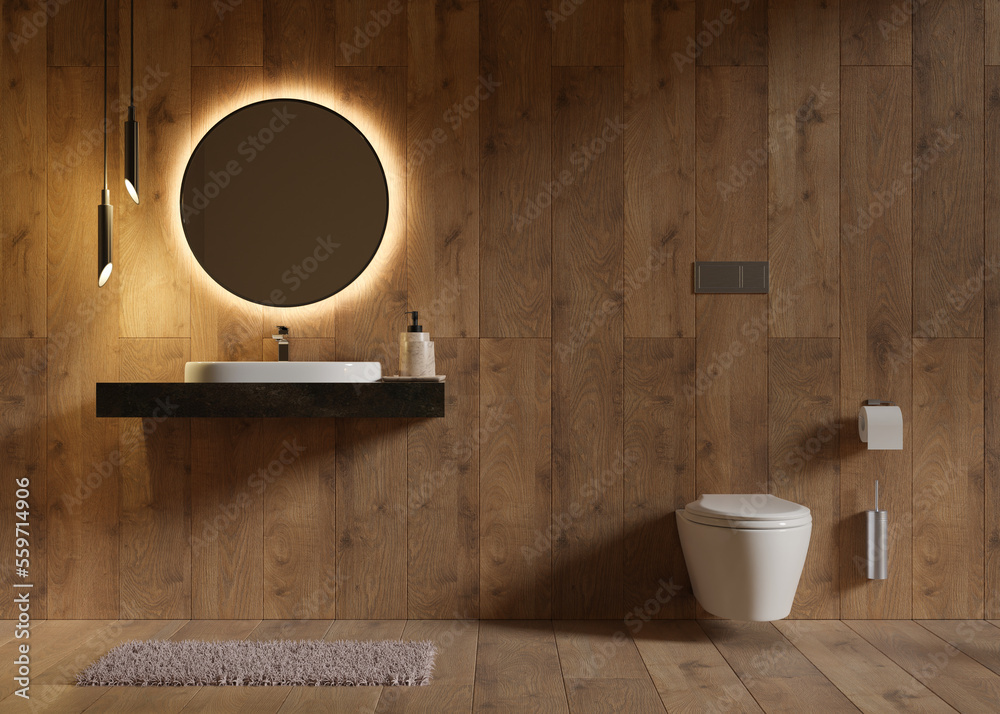 Modern WC Design  Modern interior design, Wc design, Round mirror bathroom