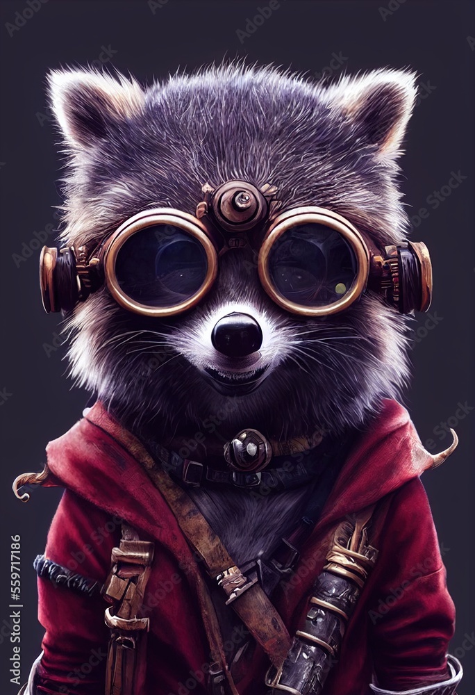 Portrait of a funny Raccoon . Generative AI Portrait of a funny Raccoon . Generative AI