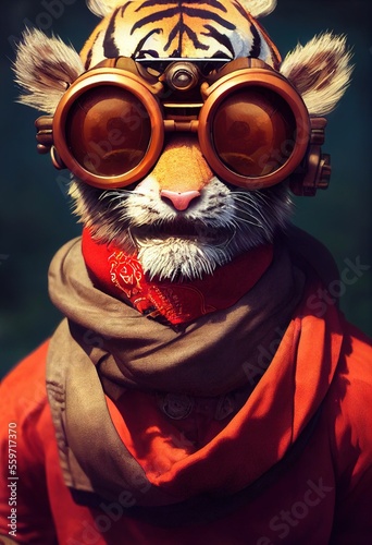 Portrait of a funny  Tiger . Generative AI