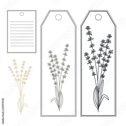 set of tags with flowers lavenders 