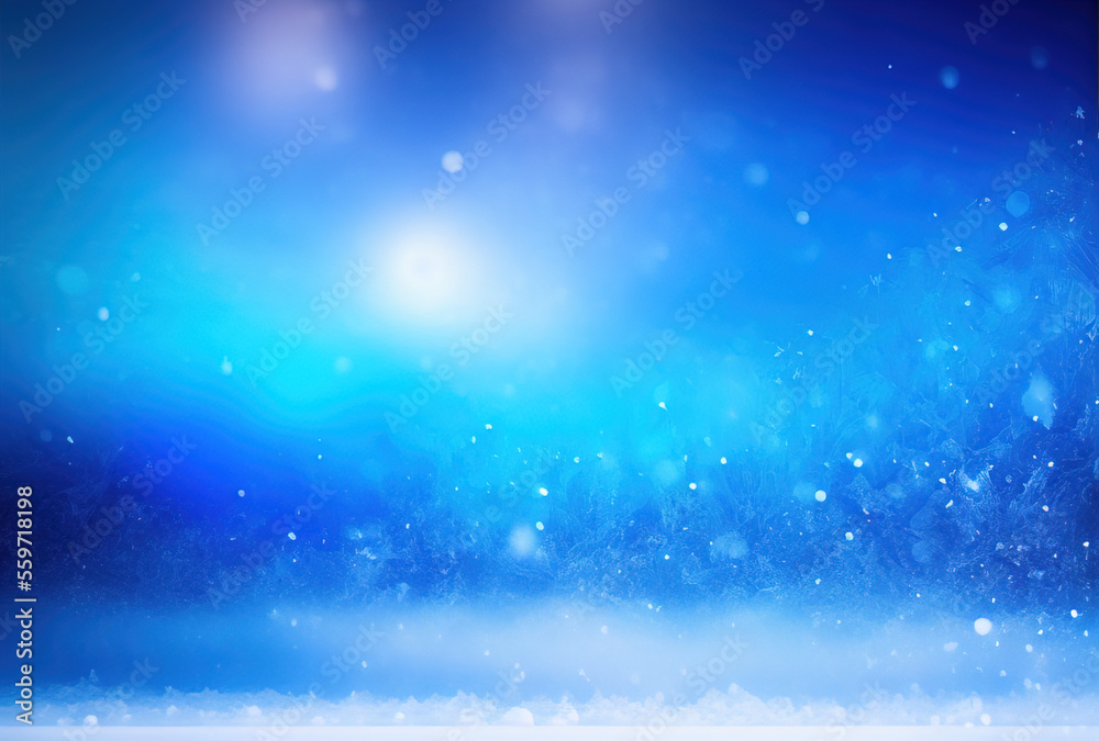 Fototapeta premium Close-up of blue snow with lots of snowflakes