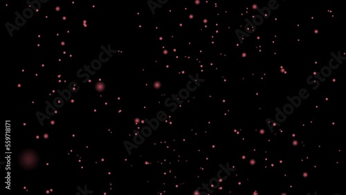Motion design salman particles on a dark background red plexus 4k. Motion graphics are hot pink dust. The little pink circles are moving fast