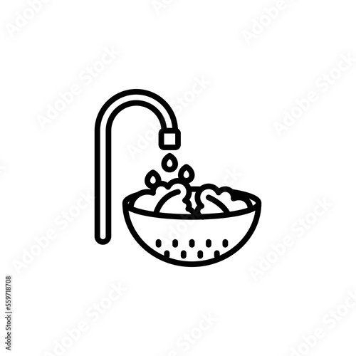 Cleaning and Washing process, cooking outline icons. Vector illustration. Editable stroke. Isolated icon suitable for web, infographics, interface and apps.