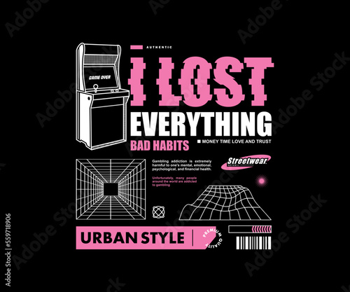 Aesthetic illustration of machine game t shirt design, vector graphic, typographic poster or tshirts street wear and Urban style