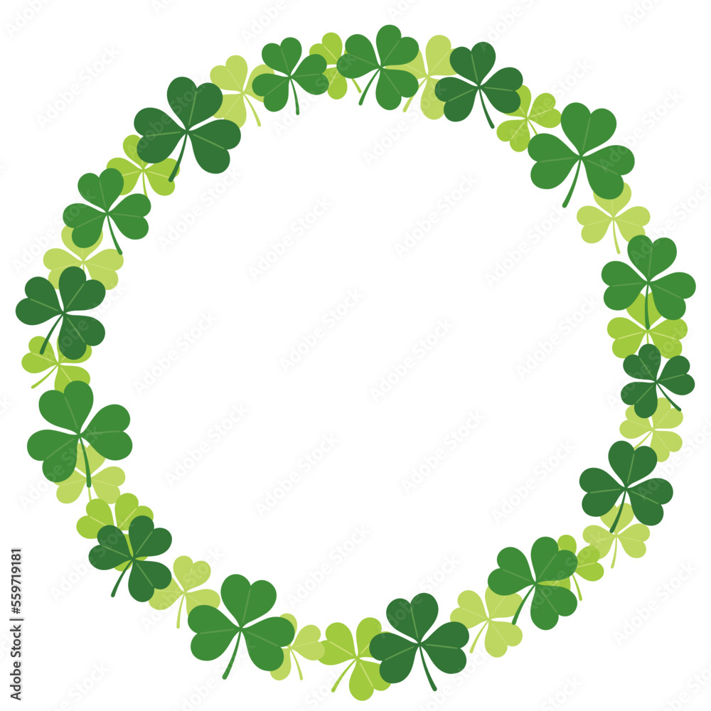 Vector Clover Round Frame Illustration For St. Patrick’s Day Isolated On A White Background. Vector Clover Round Frame Illustration For St. Patrick’s Day Isolated On A White Background.