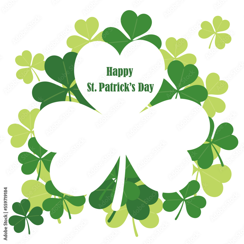 Fototapeta premium Vector Clover Frame Illustration For St. Patrick’s Day Isolated On A White Background. 