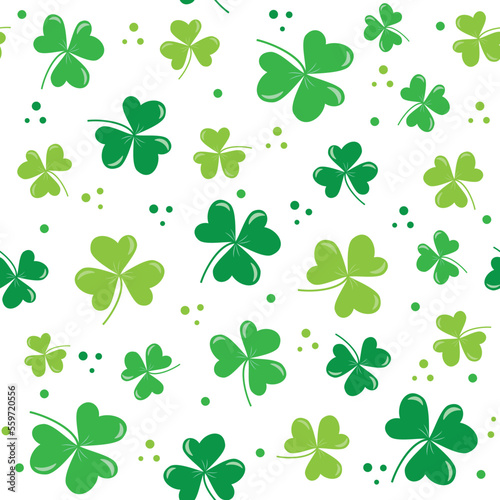 Clover leaf seamless pattern for St. Patrick's Day. Good for wrapping paper, wall paper, backgound and decoration.