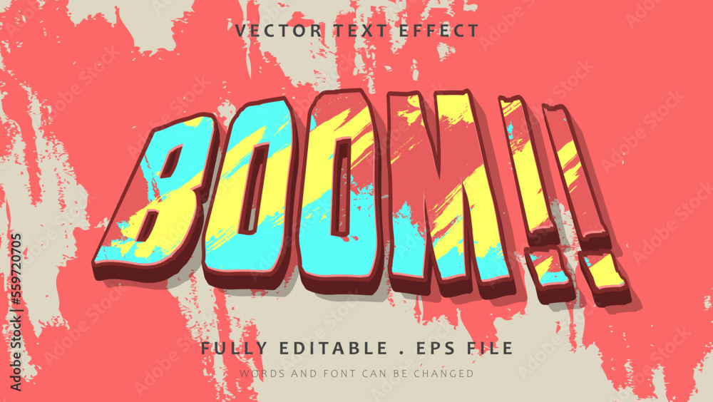 Abstract Colorful 3d Grunge Paint Word Boom Editable Text Effect Design Template