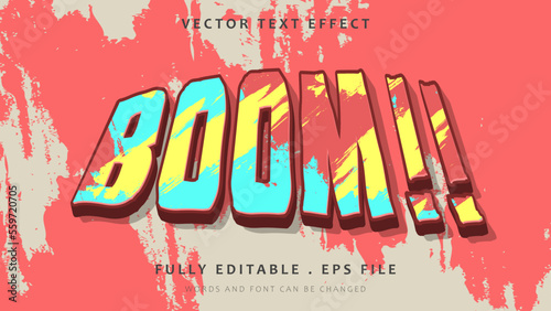 Abstract Colorful 3d Grunge Paint Word Boom Editable Text Effect Design Template