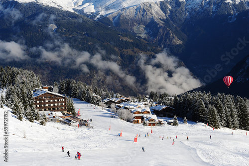 Courchevel Ski resort view in winter 