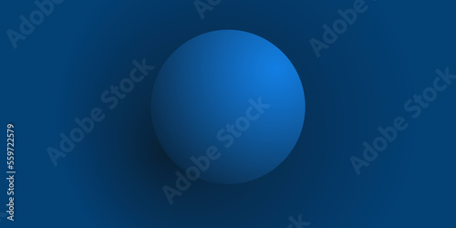 Blue 3D Ball on Dark Blue Background - Modern Style Minimalist Multi Purpose Background Design Template with Copyspace for Web, Covers, Brochures, Posters or Placards in Editable Vector Format