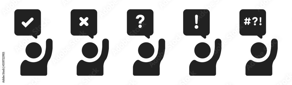 Voting people. Persone vote with speech bubble. Vector illustration. Voting people. Persone vote with speech bubble. Vector illustration.