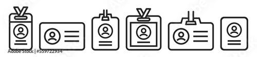 Id card icon set. Driver's license. Identification card. Press card. Passpport icons. Vector illustration.
