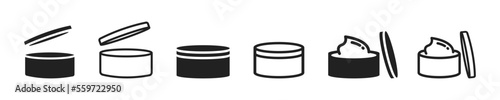 Cosmetic container icons. Cream container.  Skincare product symbol. Vector isolated illustration. 