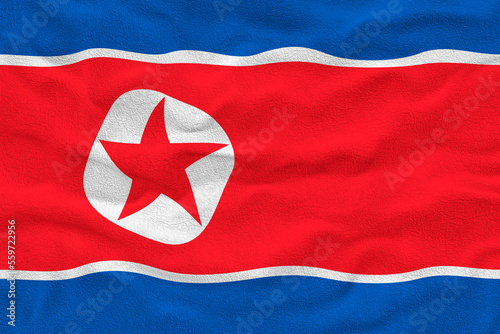 National flag of North Korea. Background  with flag of North Korea.