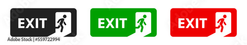 Exit. Emergency exit sign. Vector illustration.