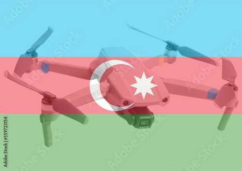 Azerbaijan flag and quadcopter drone