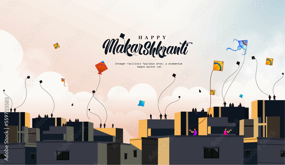 illustration of Happy Makar Sankranti holiday India festival
 - obrazy, fototapety, plakaty 