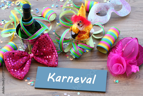 Karnevalszubehör mit dem Text Karneval photo