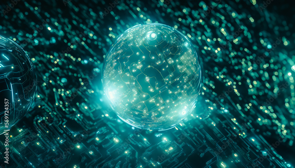 Obraz premium An abstract computer virus, bursting with colorful lights and effects, captures the complex and dangerous nature of this digital threat. Generative AI
