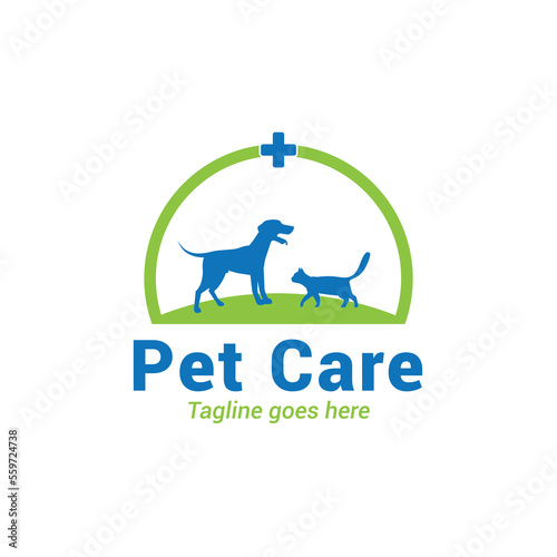 Pet care logo design template. Veterinary clinic, hospital logo